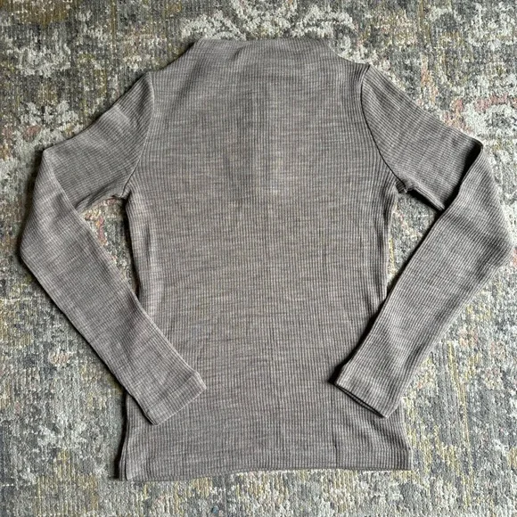 Vince Ribbed Wool Blend Quarter Zip Sweater Pullover Size Small Heather Birch - Picture 7 of 8